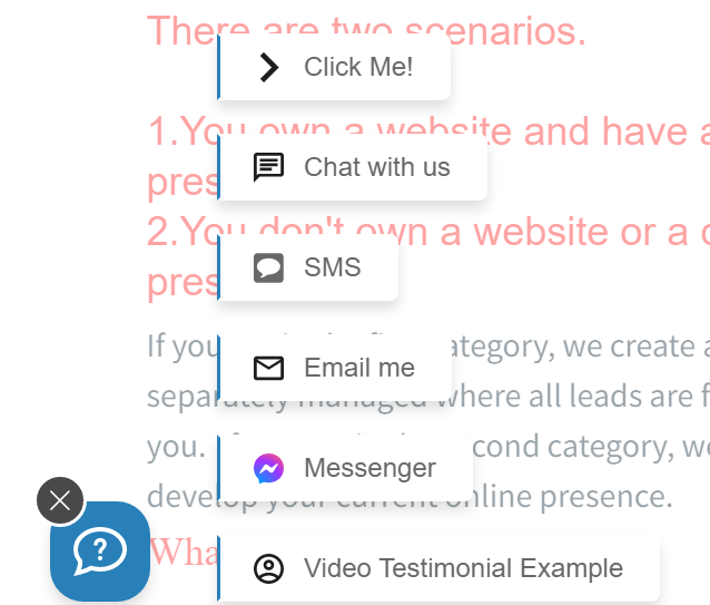 A screenshot of a page with a button to send a message