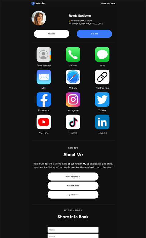 A black and white website with a lot of icons