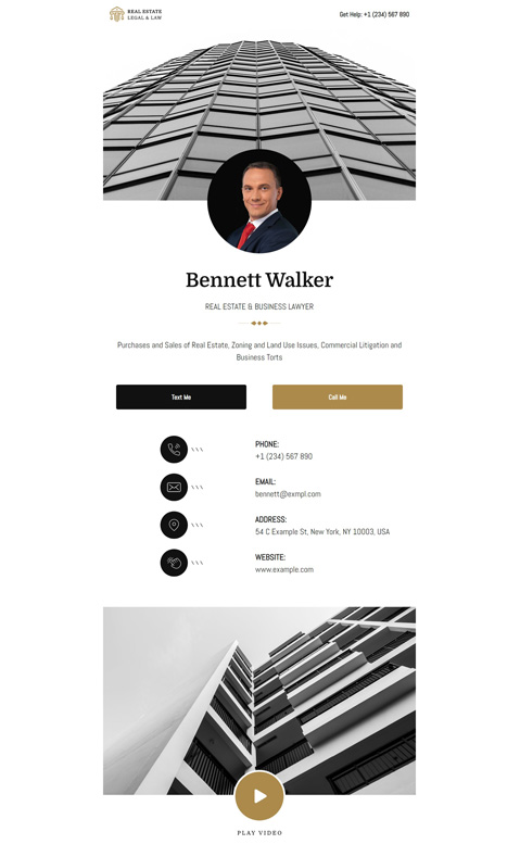 A resume template with a black and gold background